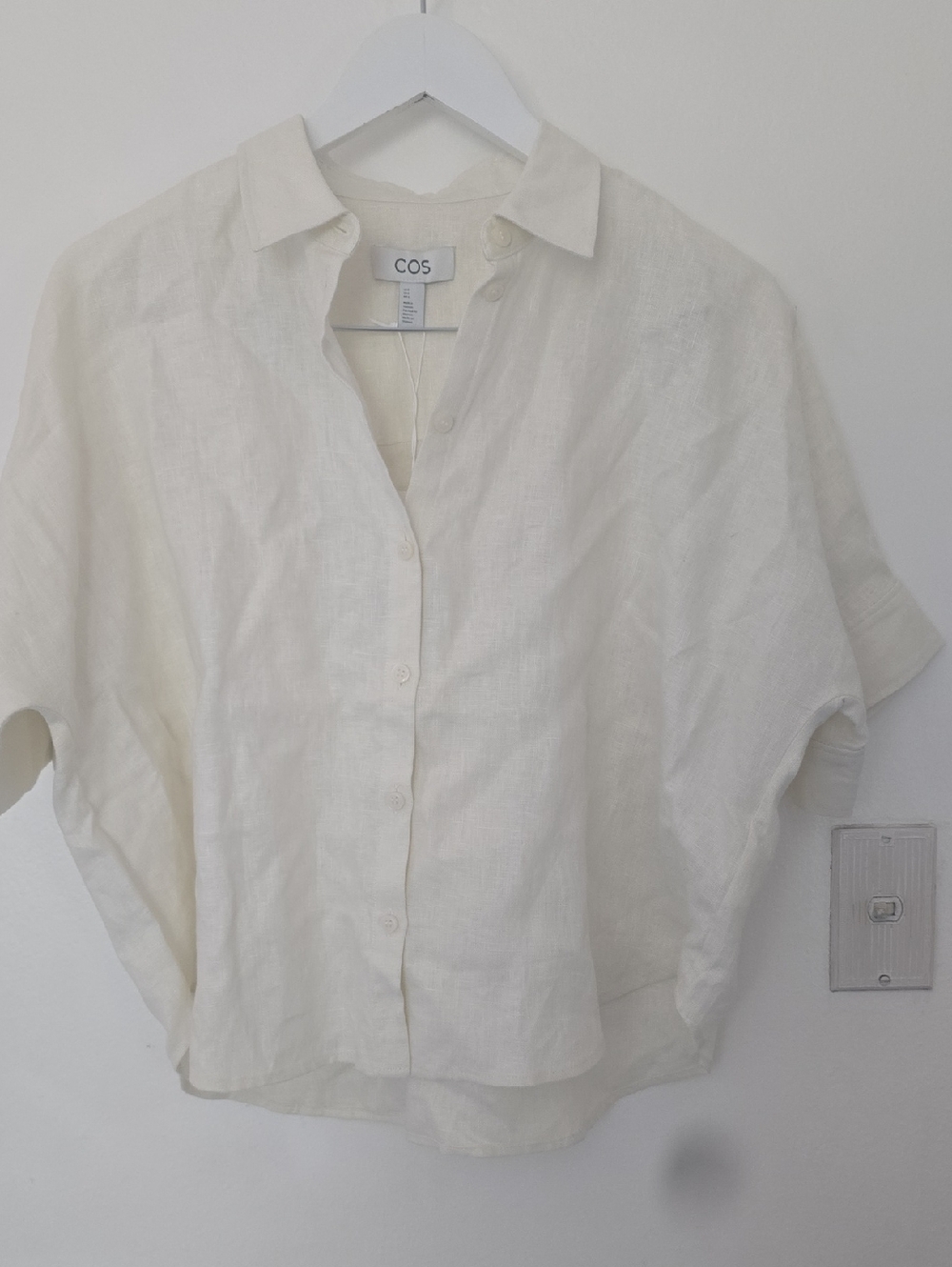 COS Cream Button-Down Linen Shirt